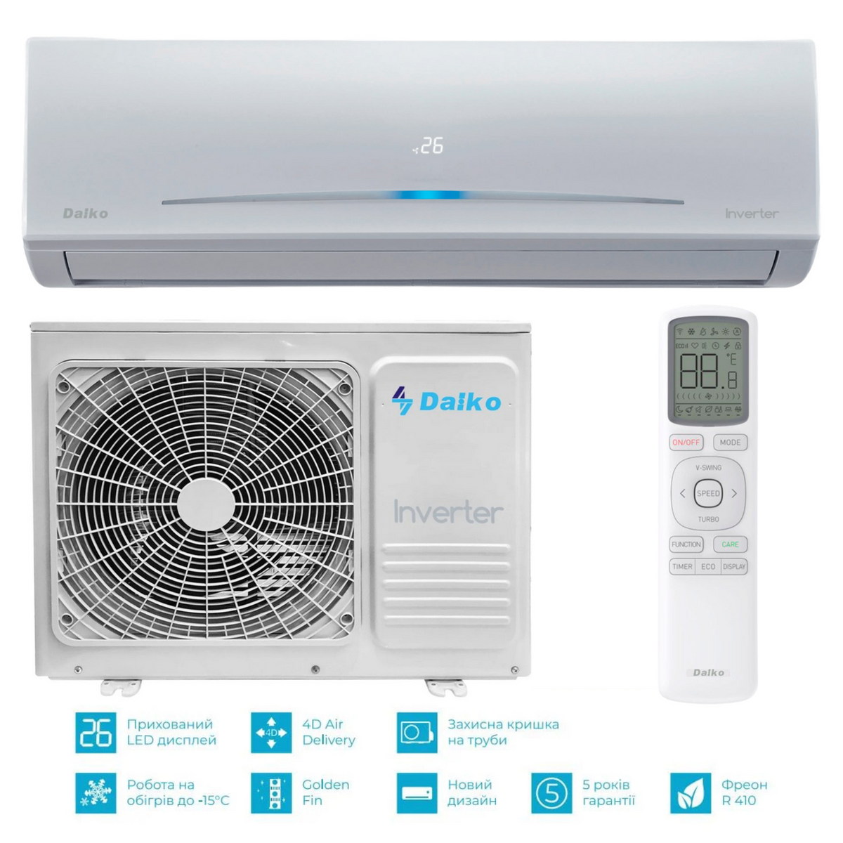 Кондиционер DAIKO Inverter Premium ASP-H12INV (-15`C)  R410