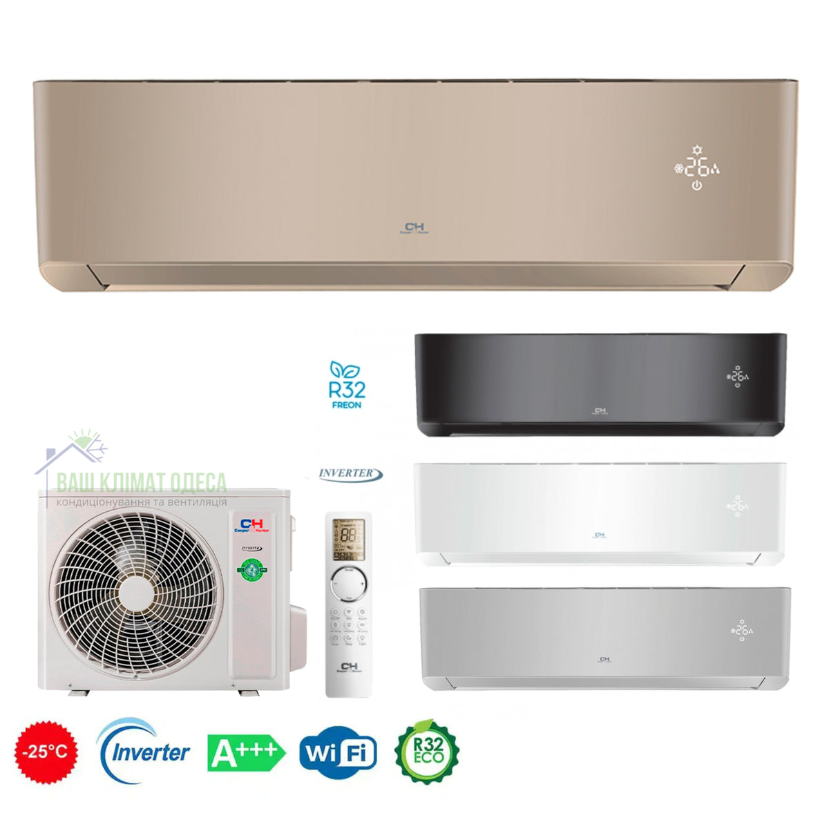 Кондиціонер Cooper&Hunter серія SUPREME Continental (GOLD) Inverter CH-S12FTXAL2-GD