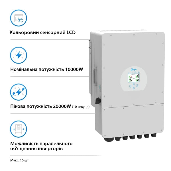 Інвертор гібридний Deye SUN-12K-SG02LP1-EU-AM3-PLUS