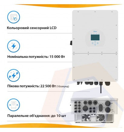 Трифазний інвертор Deye SUN-15K-SG01HP3-EU-AM2 (15кВт/HV)