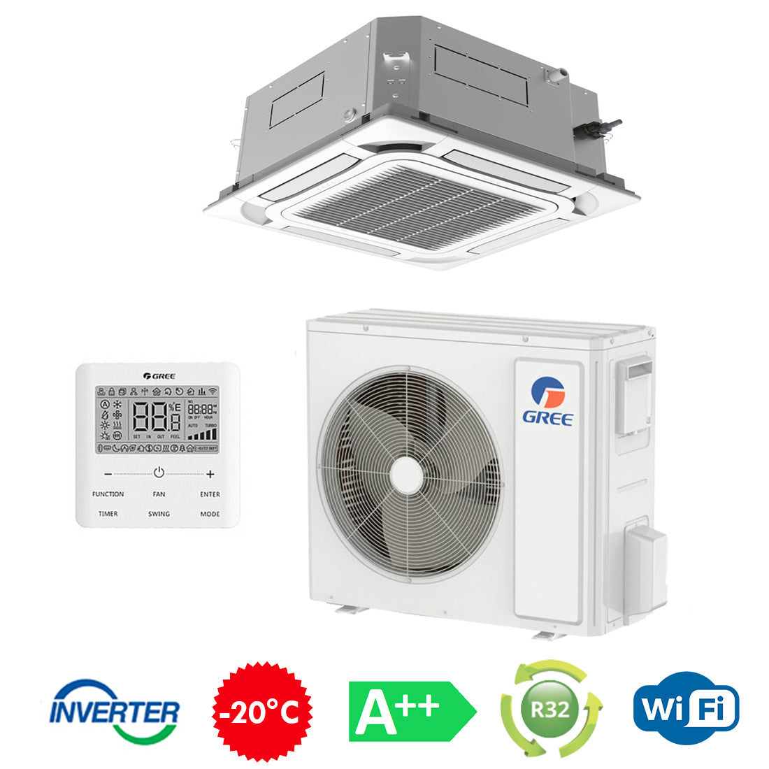 Касетний кондиціонер Gree GUD100T1/A1-S/GUD100W1/NhA-S Inverter R32